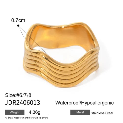 18K Gold Plated Stainless Steel Geometric Ring