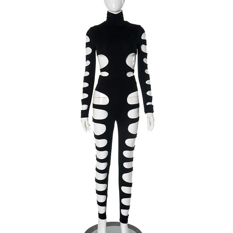 Shestyle Hollow Out Black  2 Pieces Sets