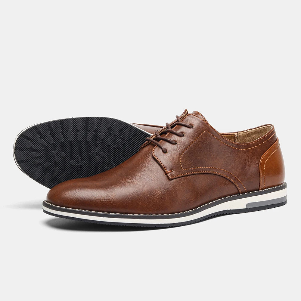 Leather loafer shoes