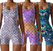 Fish Scale Print Multicolor Bodysuit