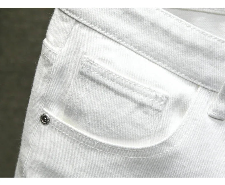 White Ripped Denim Shorts