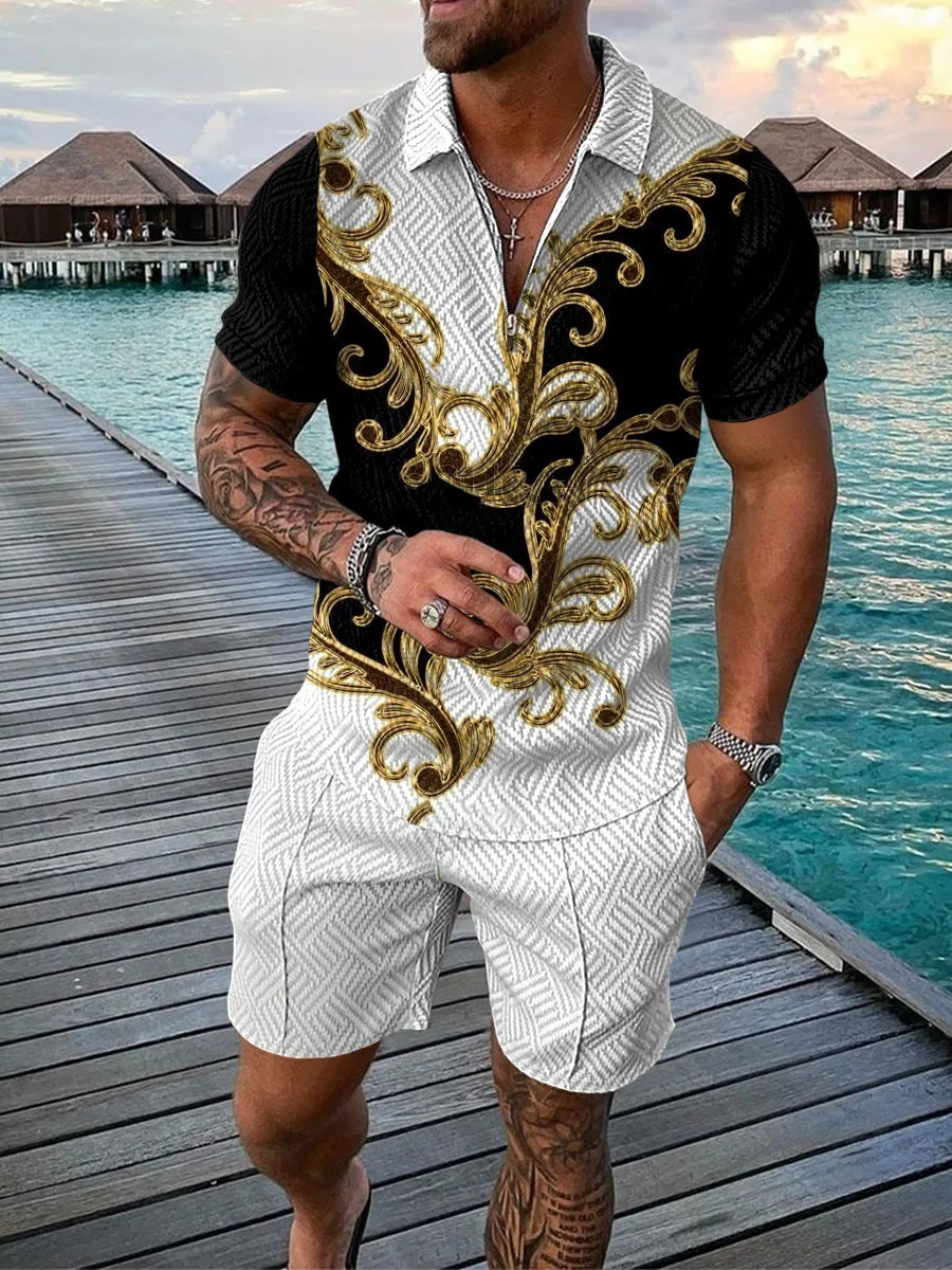 Casual Trend Print Slim Fit  T-shirt & Shorts