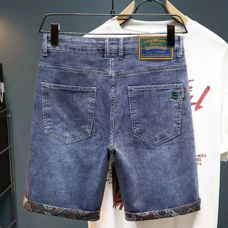Embroidered Denim Shorts