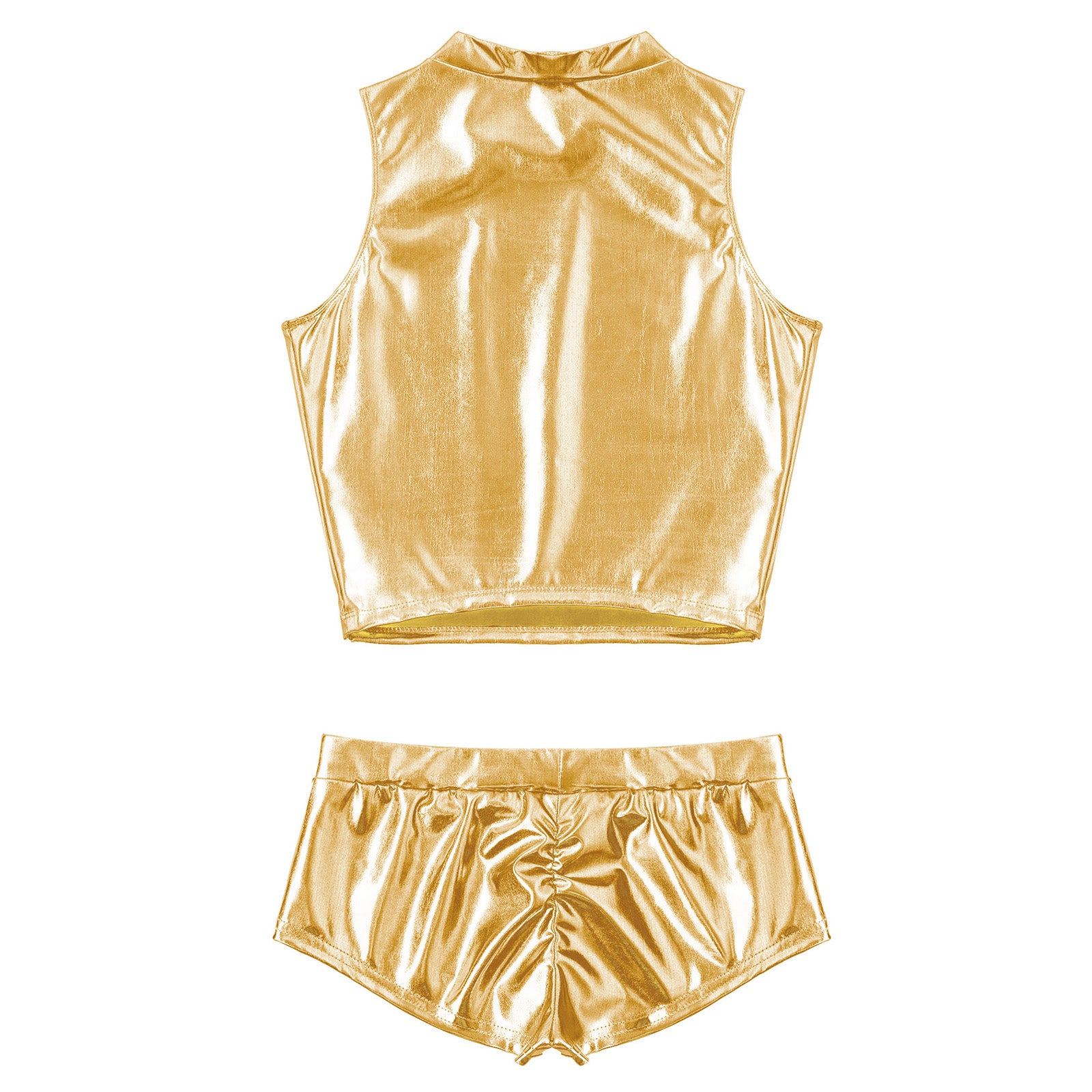 Metallic Mock Neck Crop Top & Hot Shorts