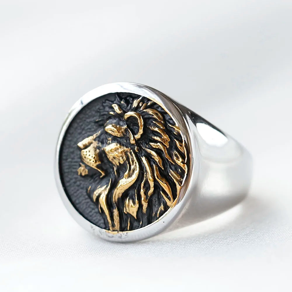 Stainless Steel 3D Lion Head Ring