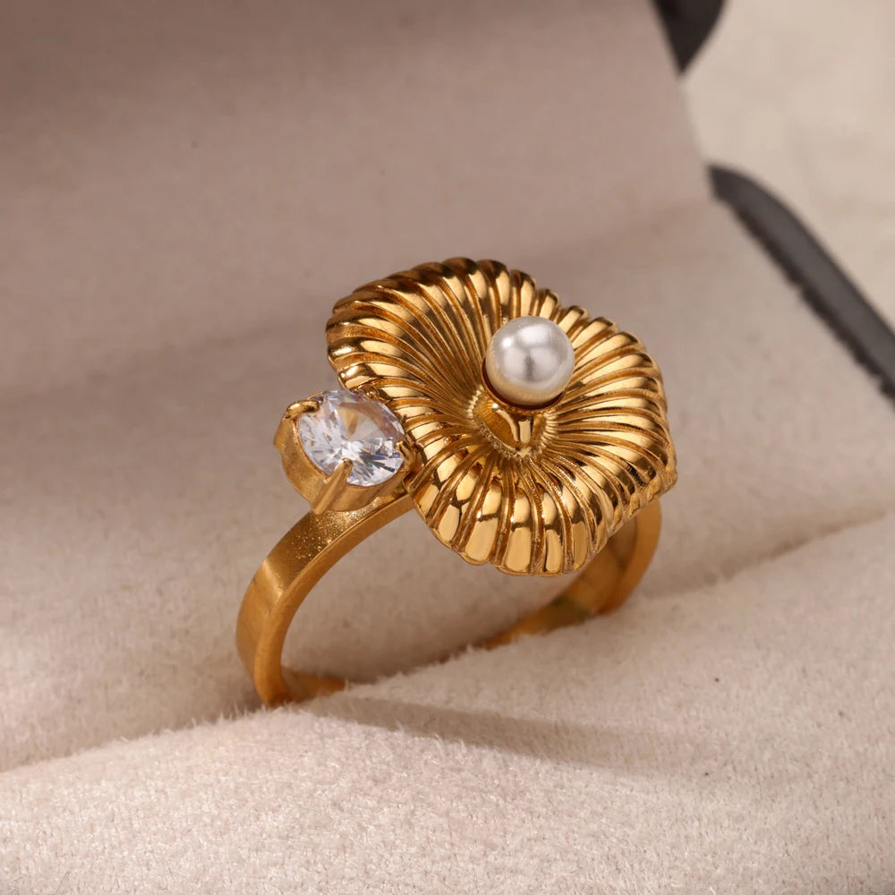 Vintage Ancient Greek Arethusa Goddess Coin Ring - gold plated