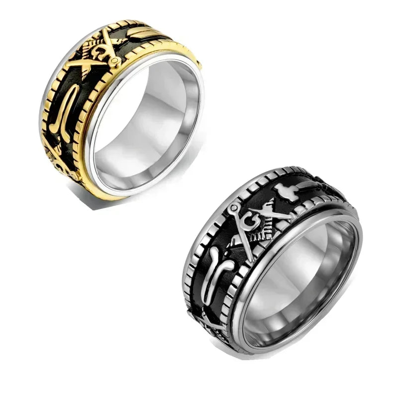 Rotatable Stainless Steel Masonic Rings