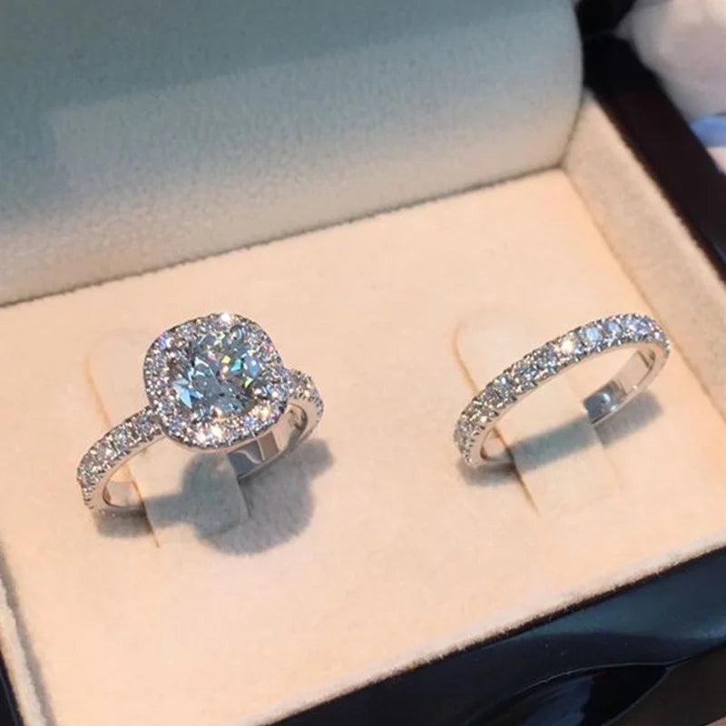 Luxury Crystal Zircon Stone wedding Rings