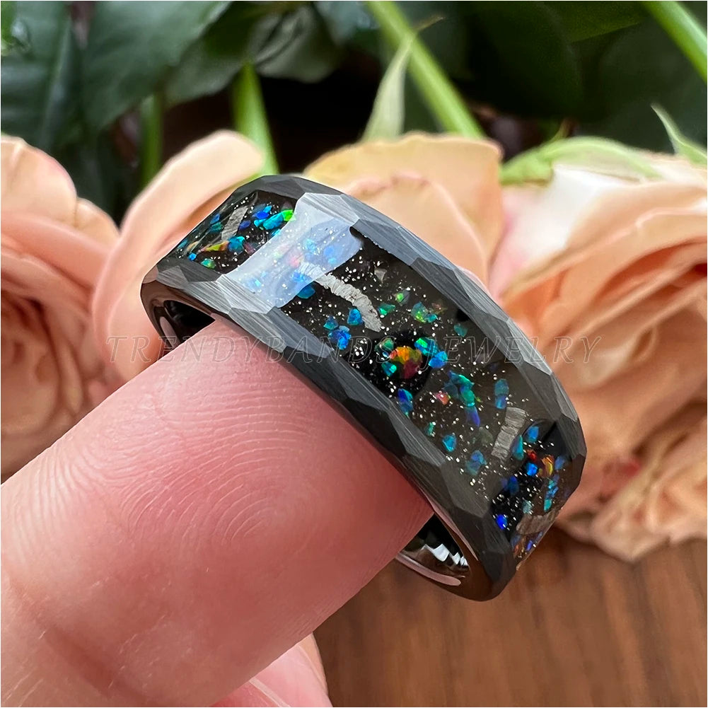Trendybands Black Hammered Tungsten Ring