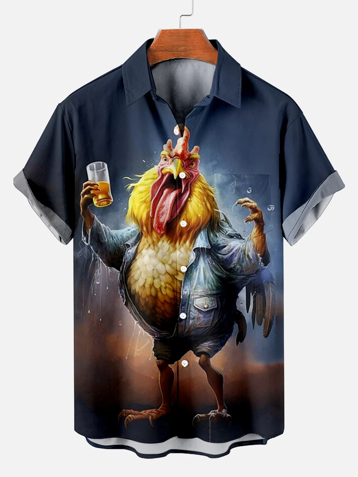 Funny Rooster Beach Hawaii Casual 3D Shirt