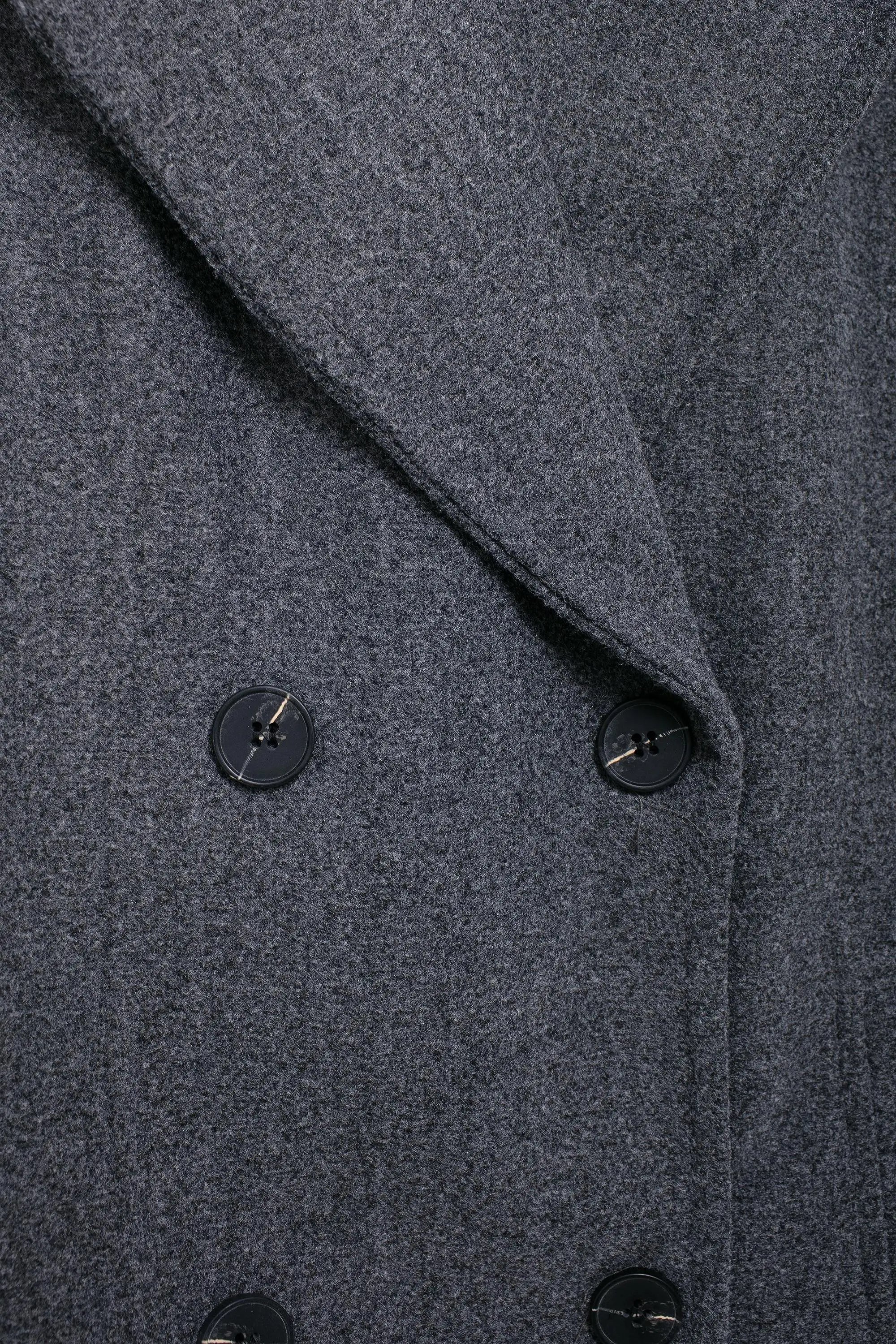 TRAFZA Solid Lapel Double Breasted Coat