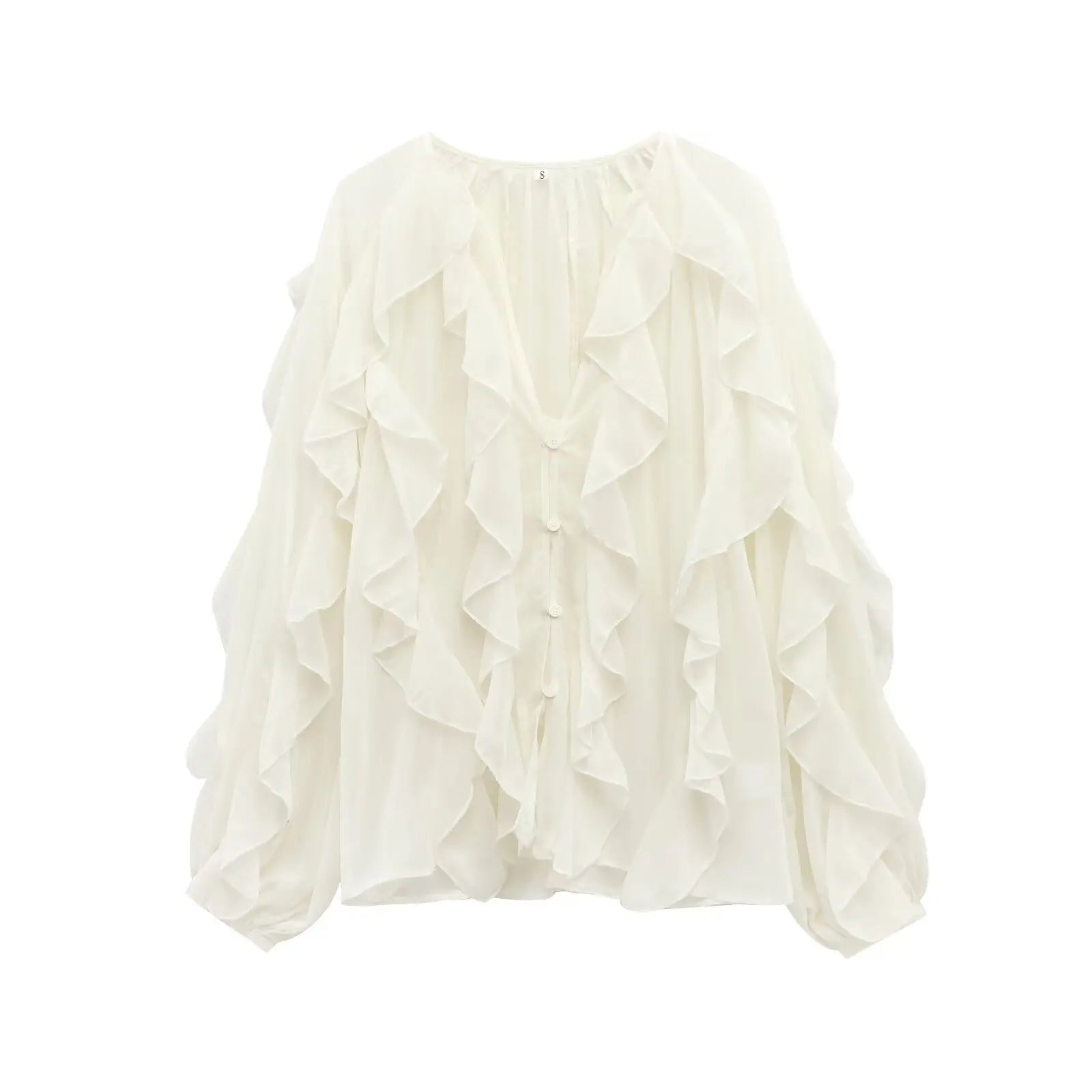 Tangada  Wine Red Ruffles Shirt Long Sleeve