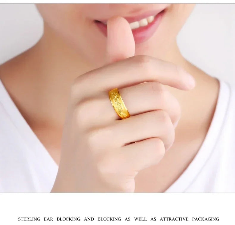 24k Gold Plated Engraving Dragon Ring