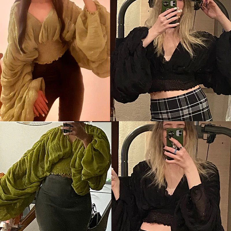 Long Sleeve Blusas  Tops