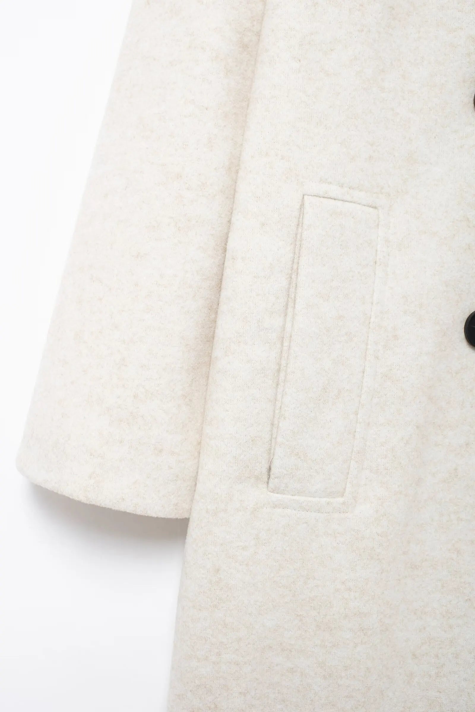TRAFZA Solid Lapel Double Breasted Coat