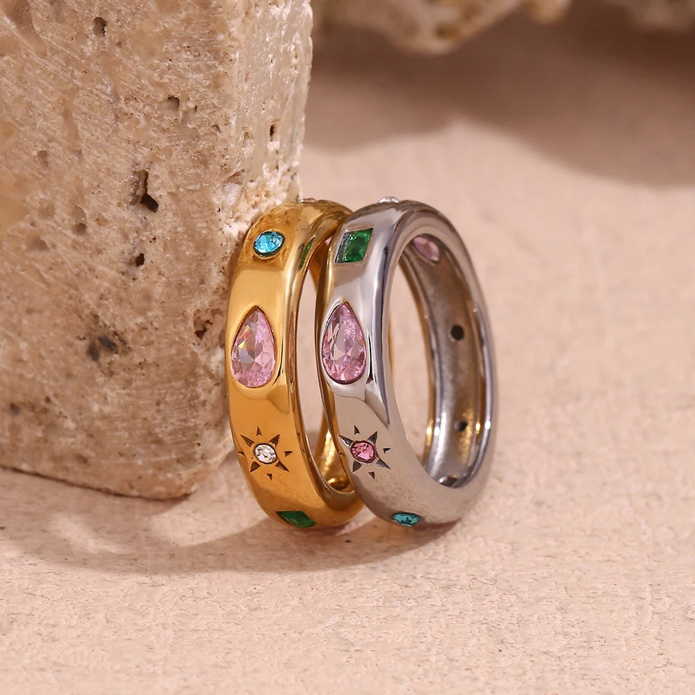 Water Droplet 18K Gold Plated / Stainless Steel ring