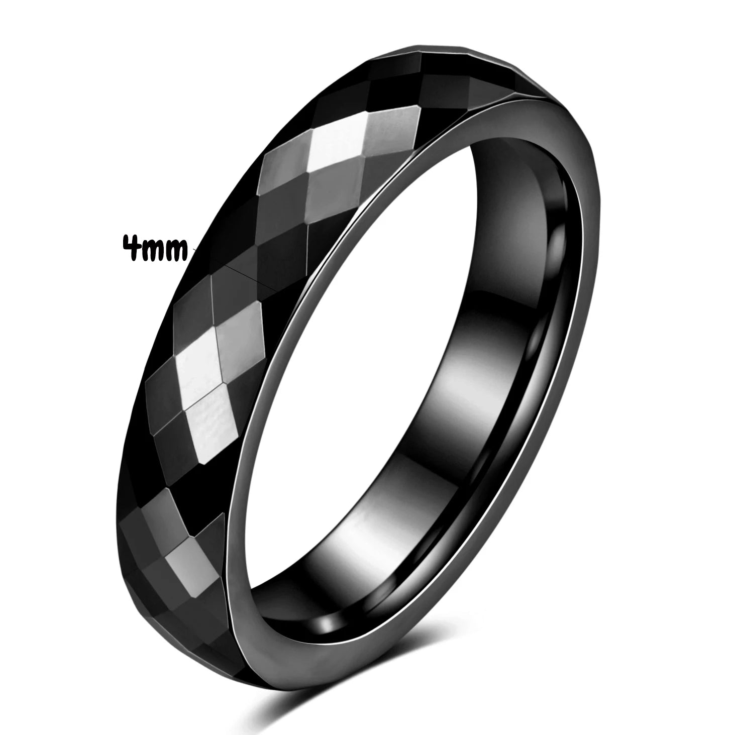 Faceted Edge Dome Polished Tungsten Carbide Wedding Rings