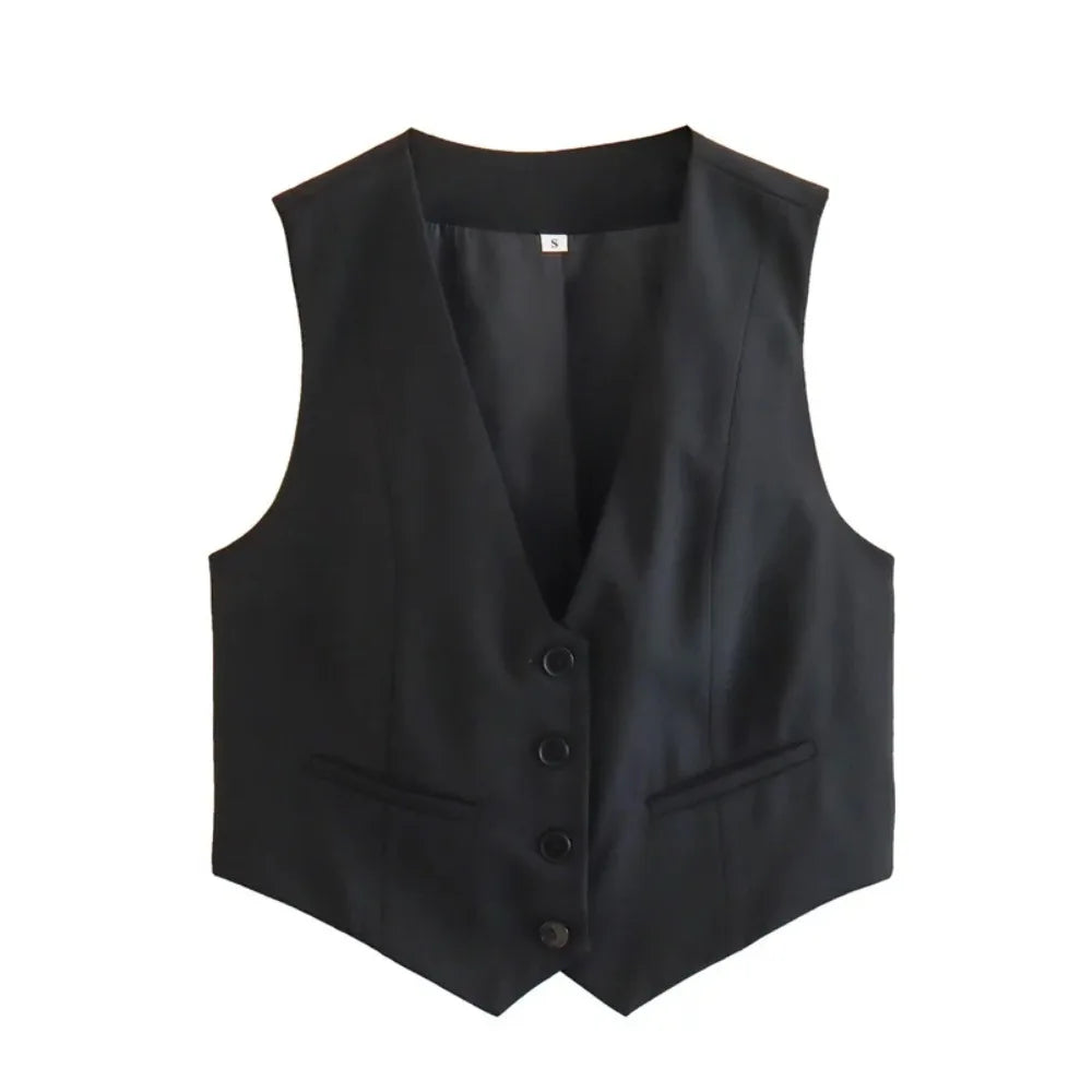 Black / White Cropped Vest Top