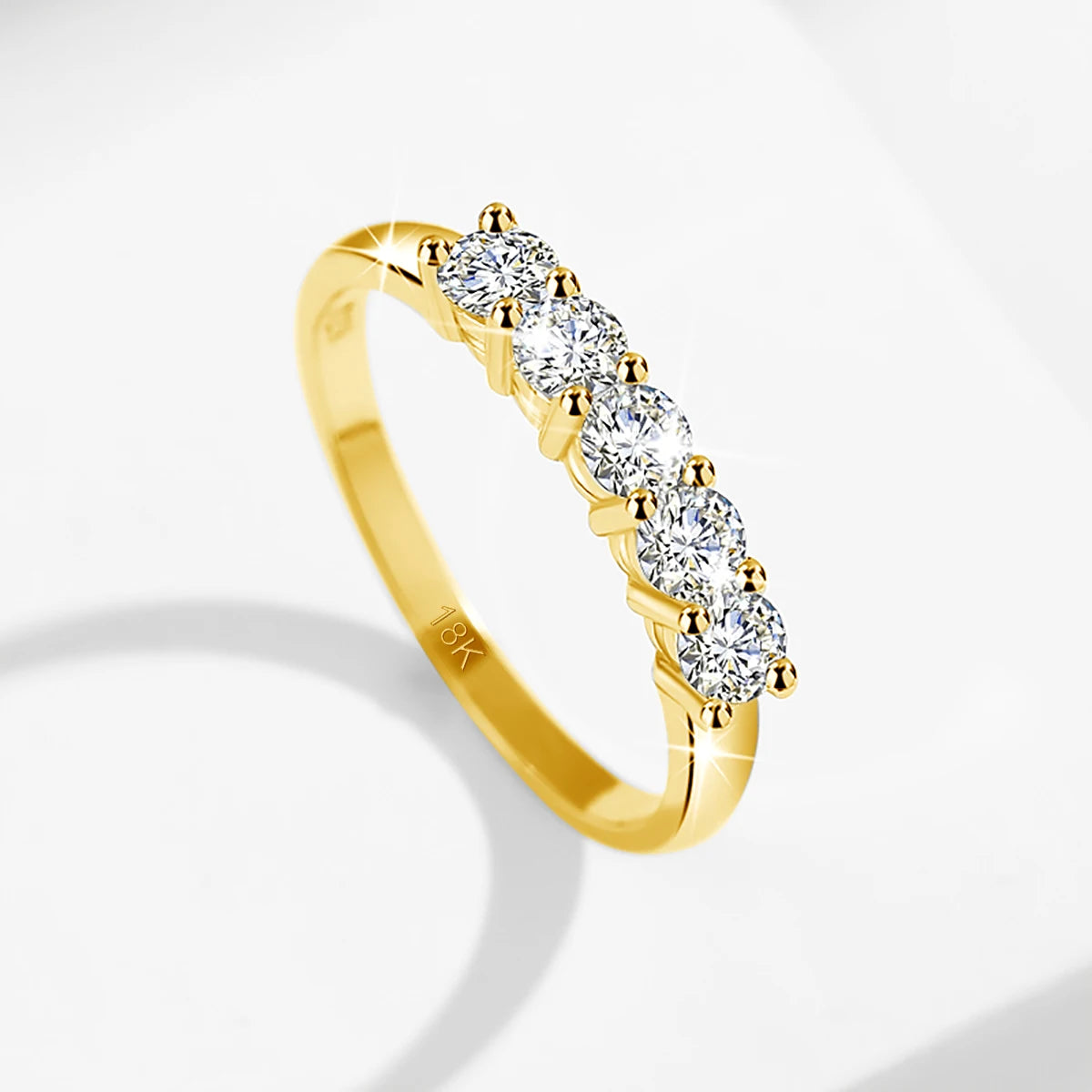 Solid 18K Gold Moissanite Engagement Ring