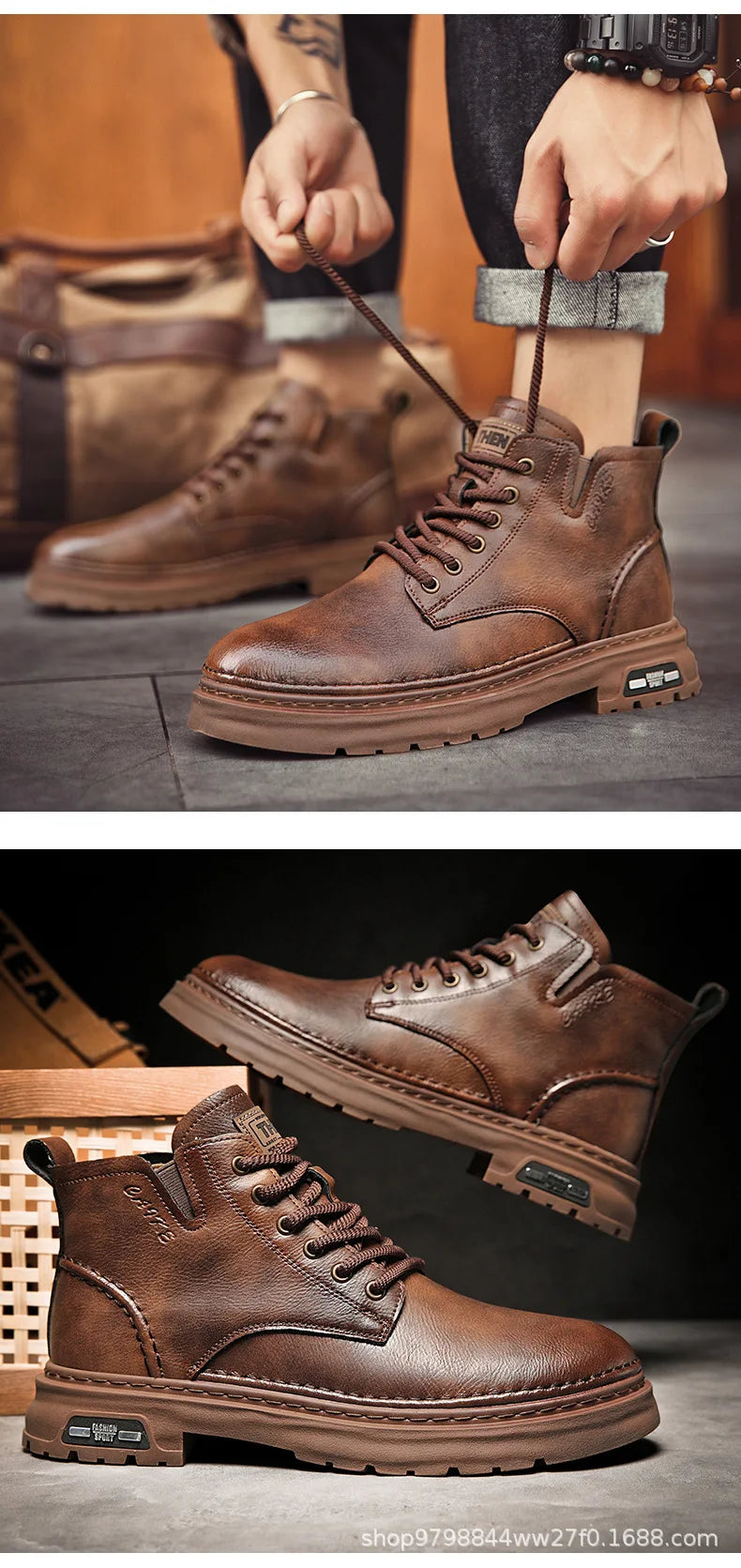 Ankle Boots Retro British High-top Boots