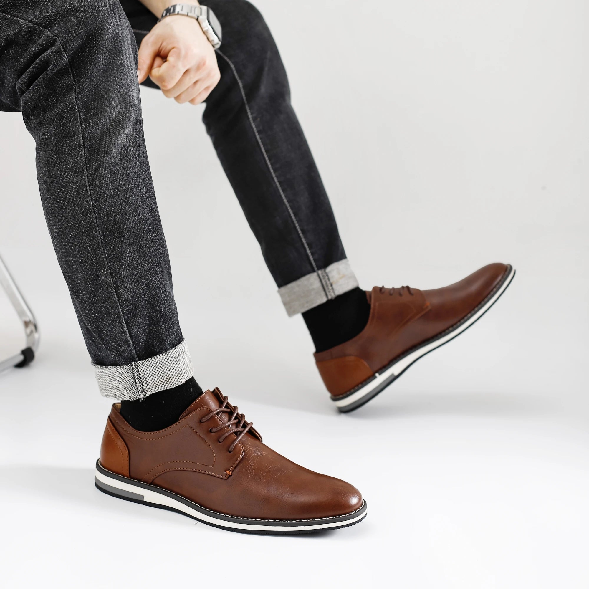 Leather loafer shoes