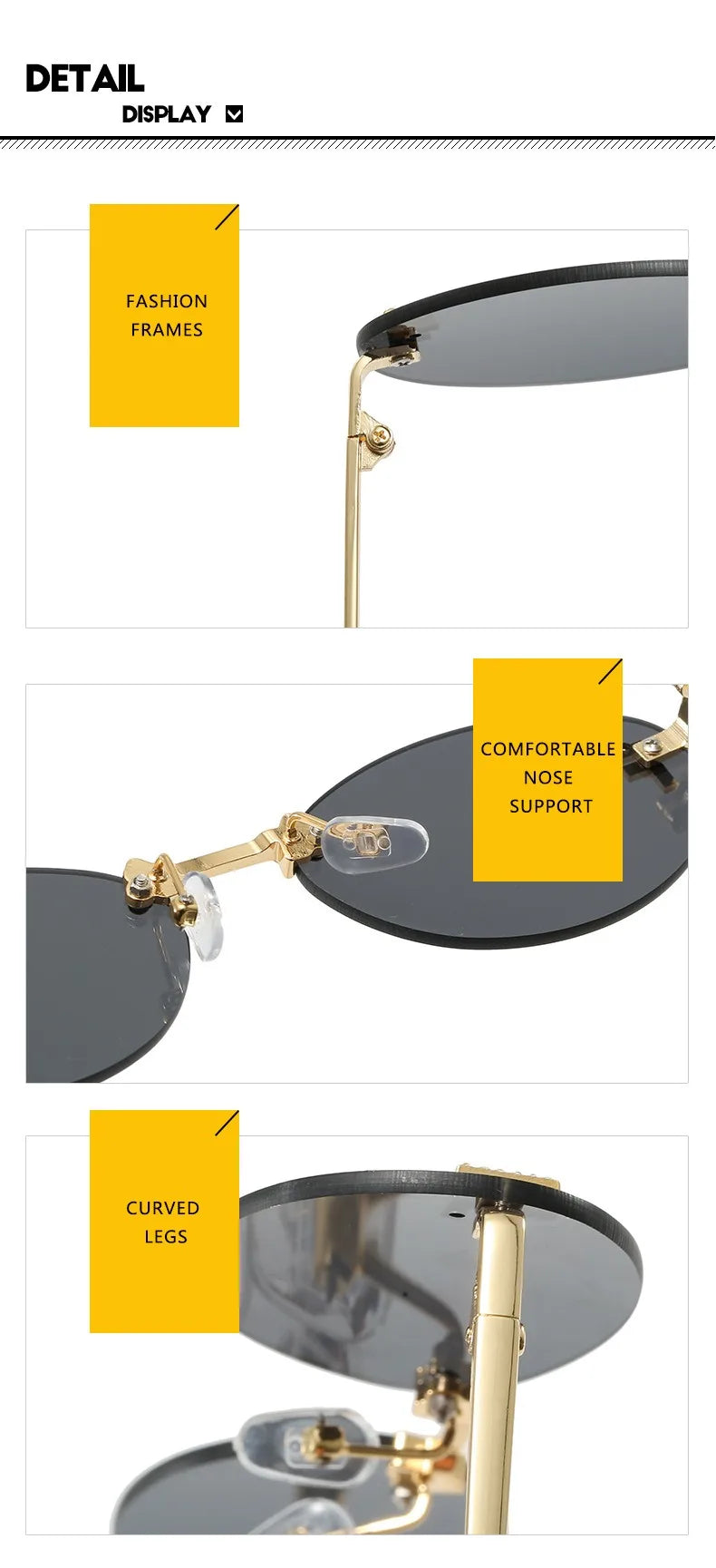 Rimless Retro Oval Sunglasses