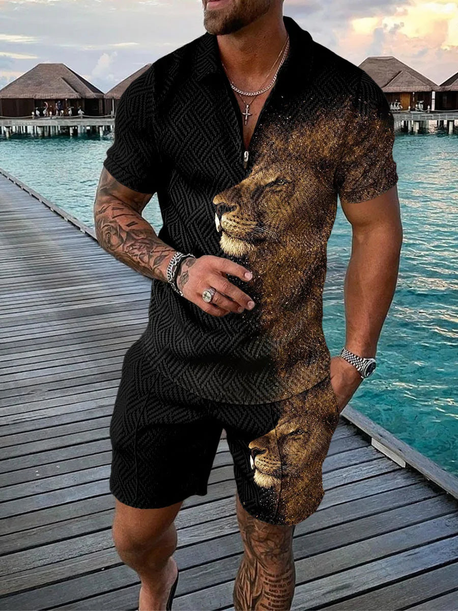 Casual Trend Print Slim Fit  T-shirt & Shorts