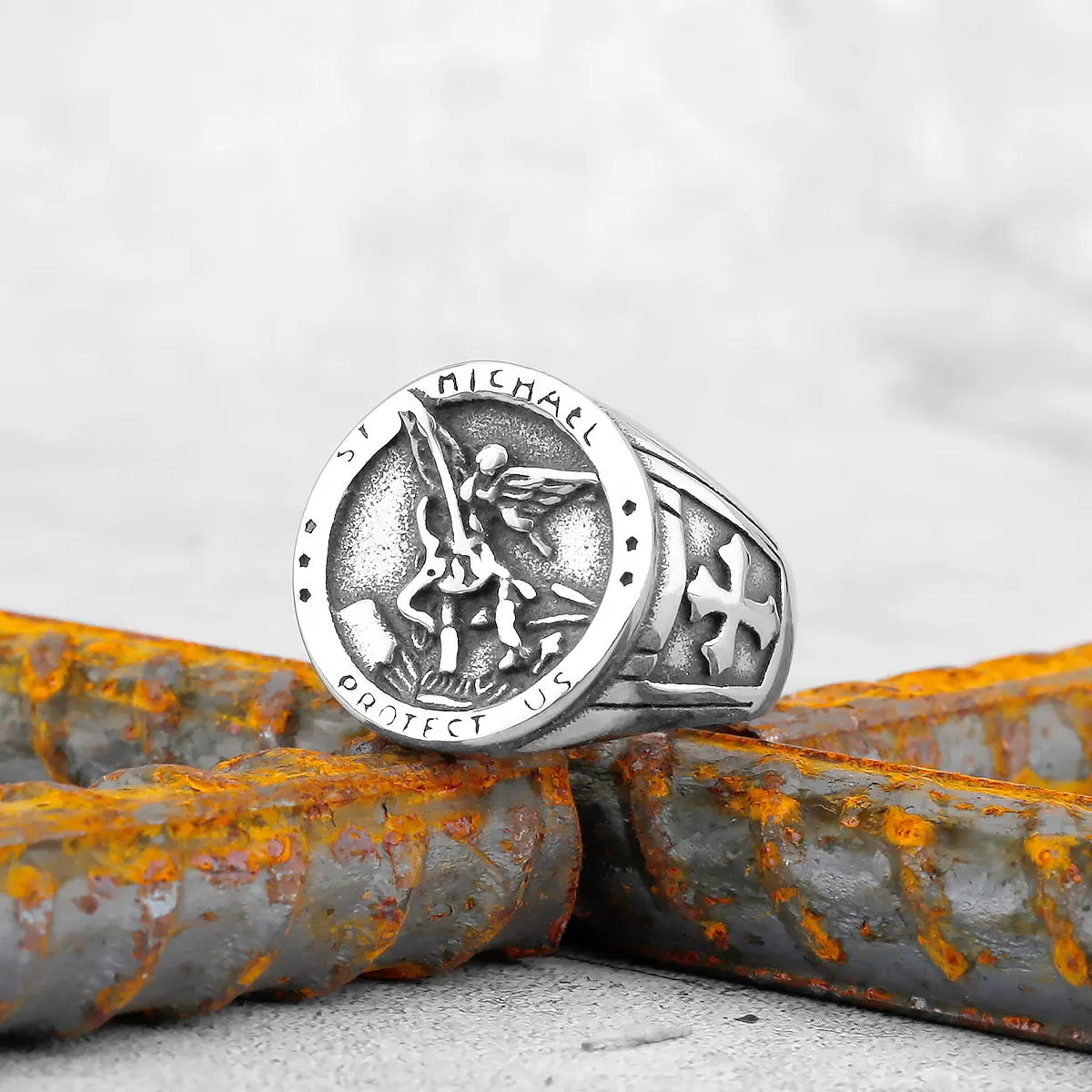 Archangel Religion Amulet Cross Ring