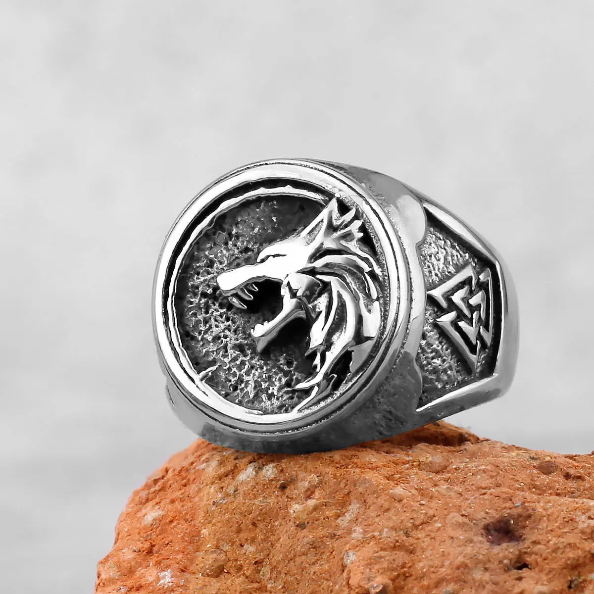 Stainless Steel Viking Wolf Head Ring