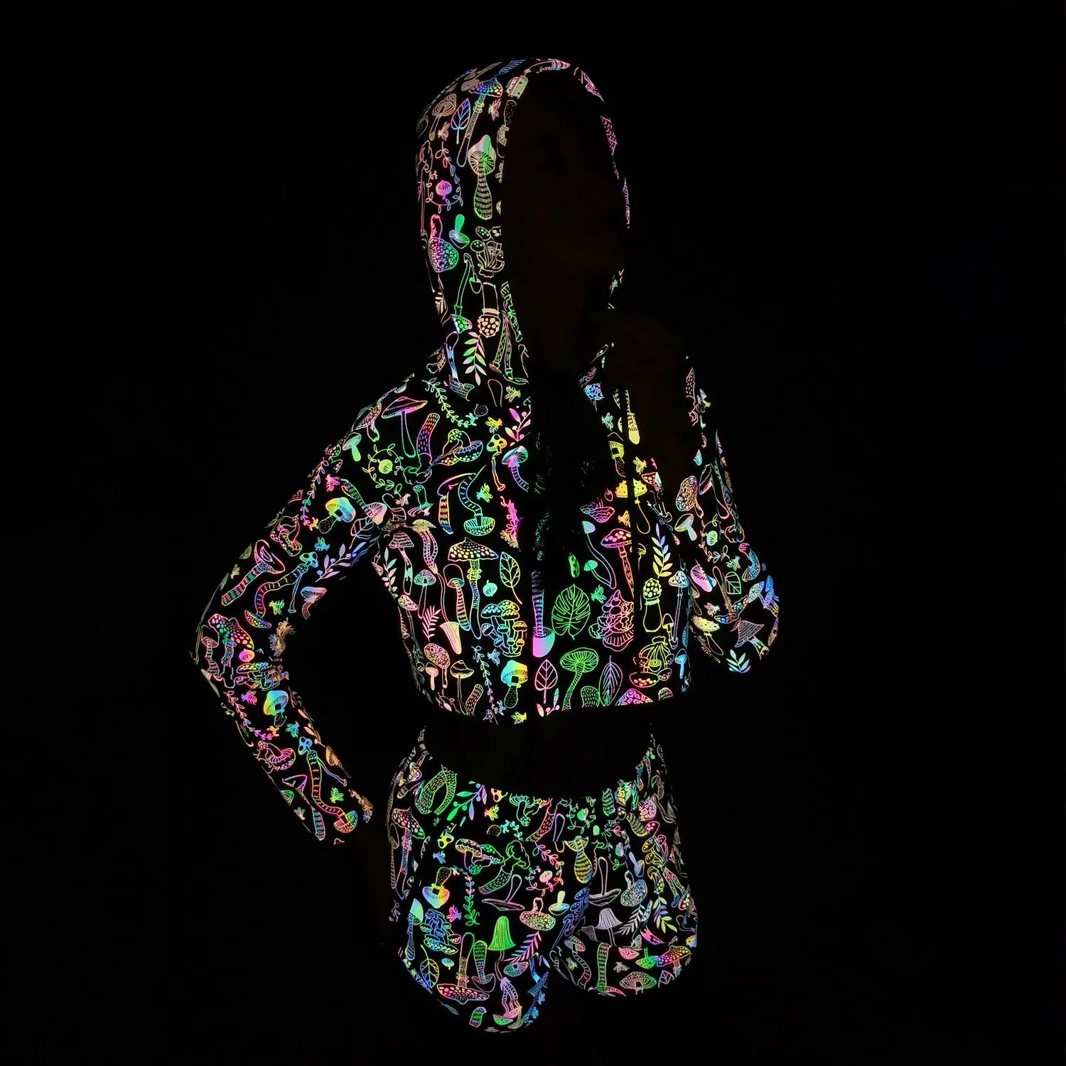 Colorful Reflective Mushroom Printed