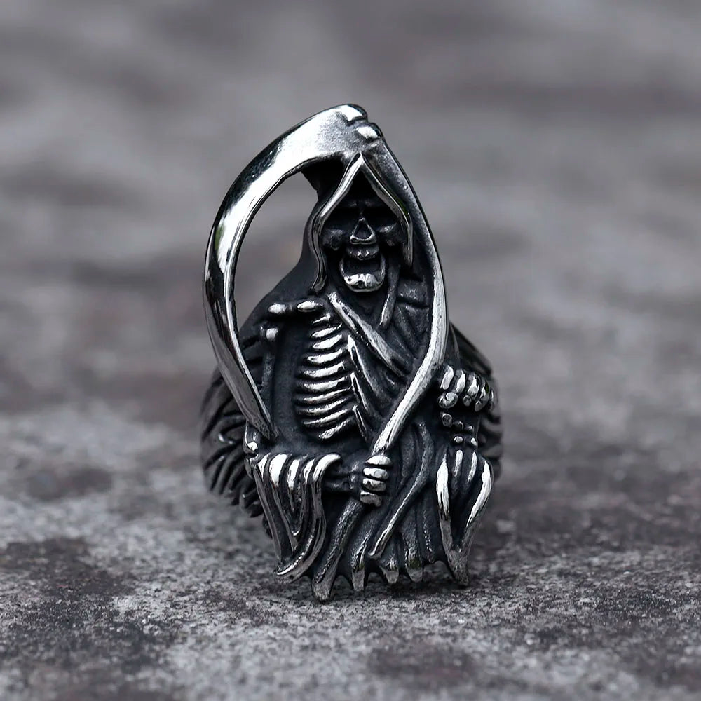 stainless steel Sickle Calvarium Skull ring