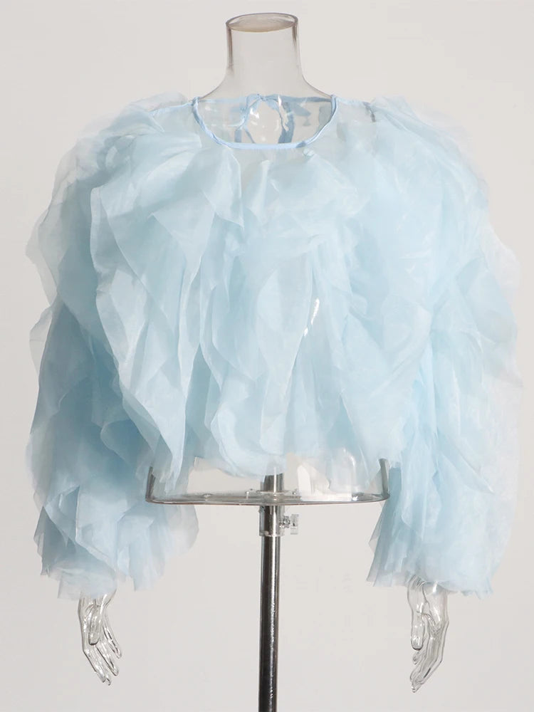 TWOTWINSTYLE Vintage Patchwork Ruffle Shirt