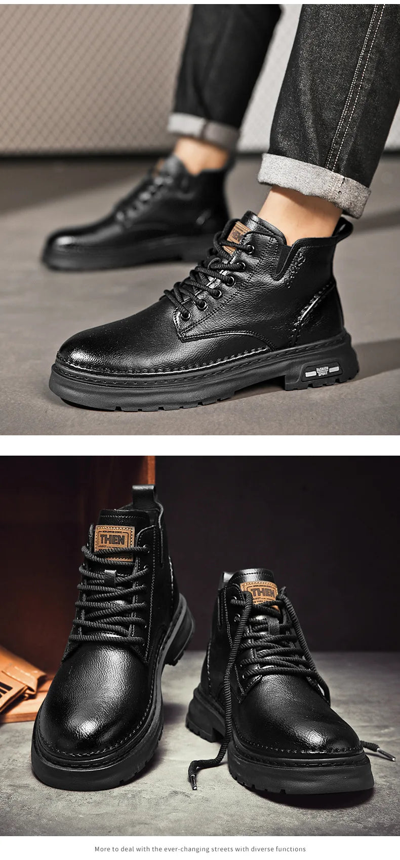 Ankle Boots Retro British High-top Boots
