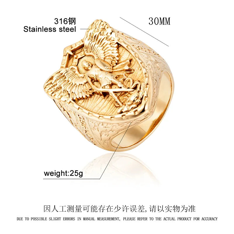 18K Gold Plated / Stainless Steel Archangel Michael Rings