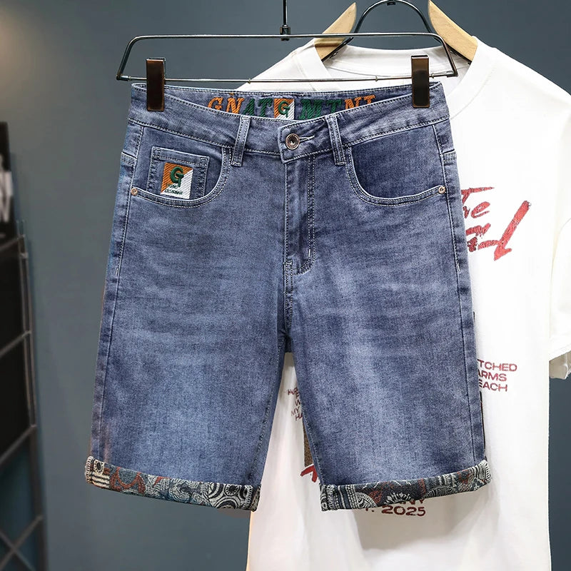 Embroidered Denim Shorts