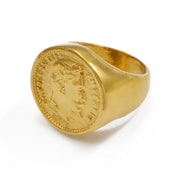 Anniyo Napoleon III Emperor Coin Ring Gold Plated