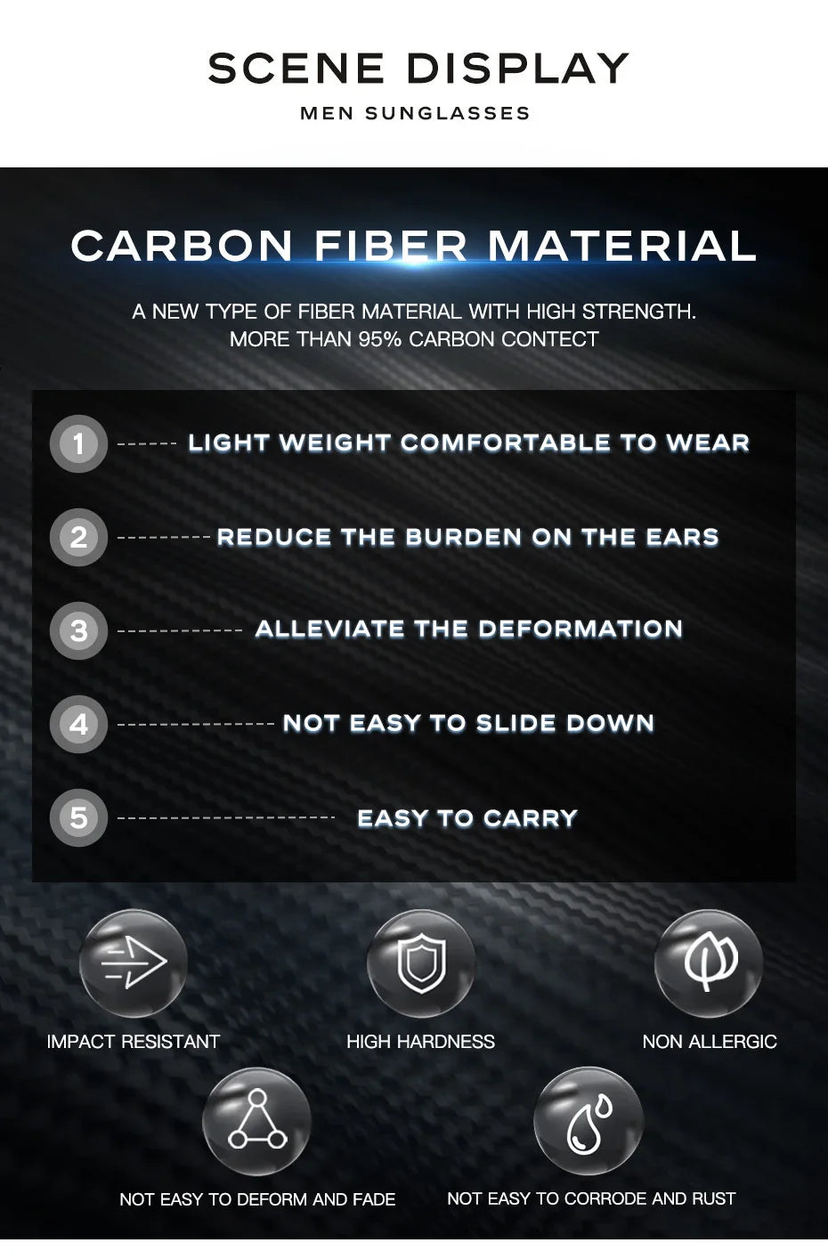 CAPONI Carbon Fiber Polarized Sunglasses