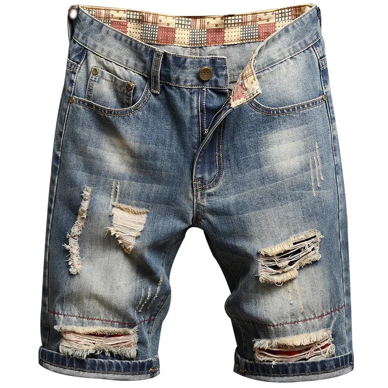 Retro Ripped Denim Shorts