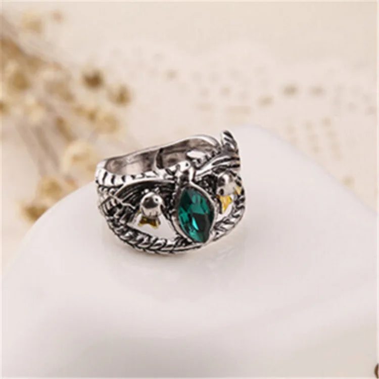 Lord Ring of Barahir Aragorn Gondor Green Crystal Rings