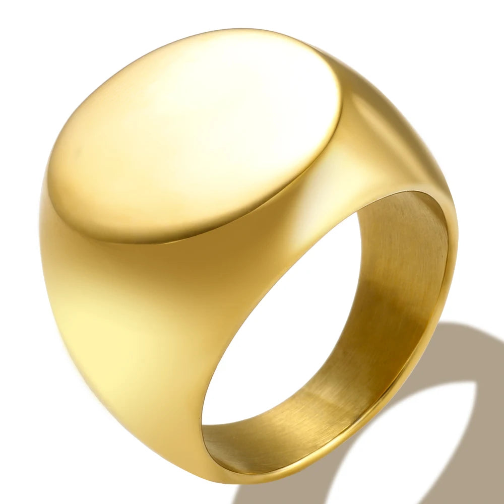 Stainless Steel Gold Plated Blank Signet Ring