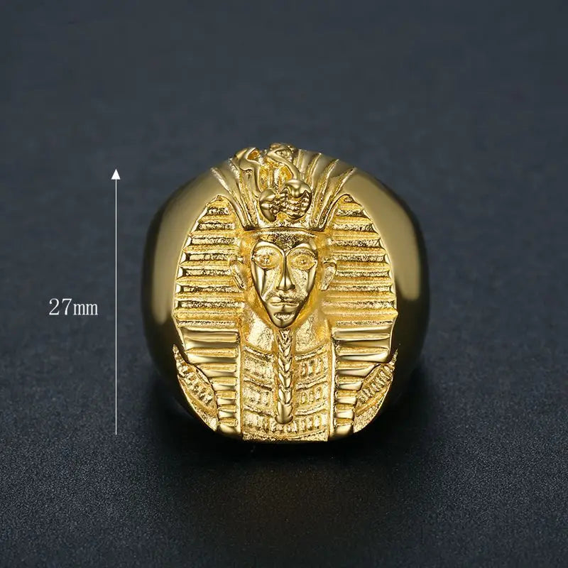 316L Stainless Steel Gold Color Big Egyptian Pharaoh Rings