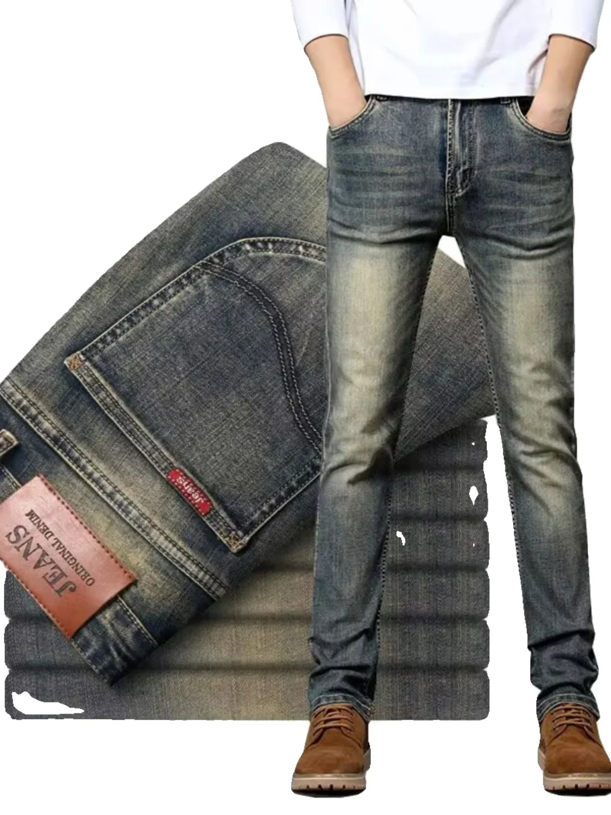 High-End Retro Stretch Denim Jeans