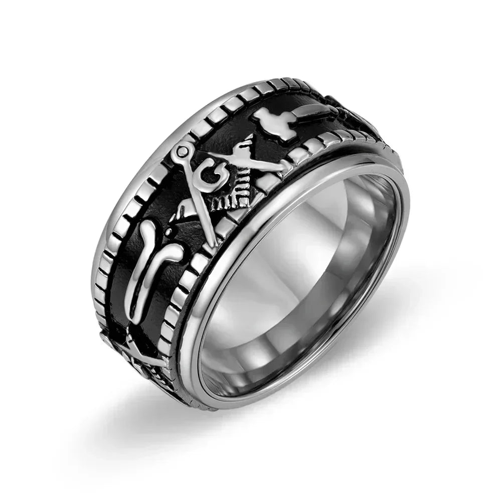 Rotatable Stainless Steel Masonic Rings