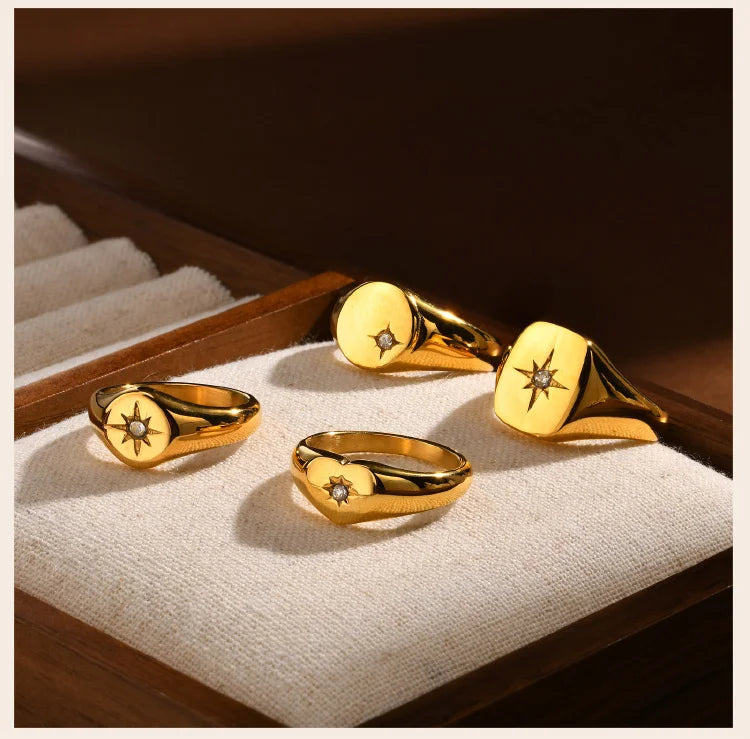 Sunshine Signet Ring - Gold Plated