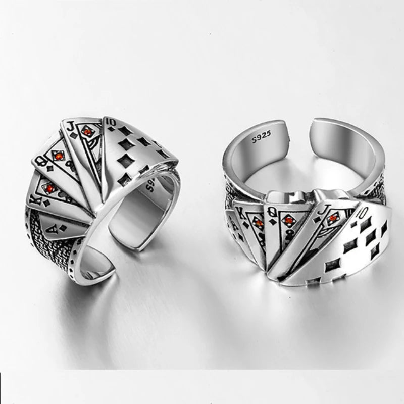 Playing Card Stainless Steel Lucky Poker Ring