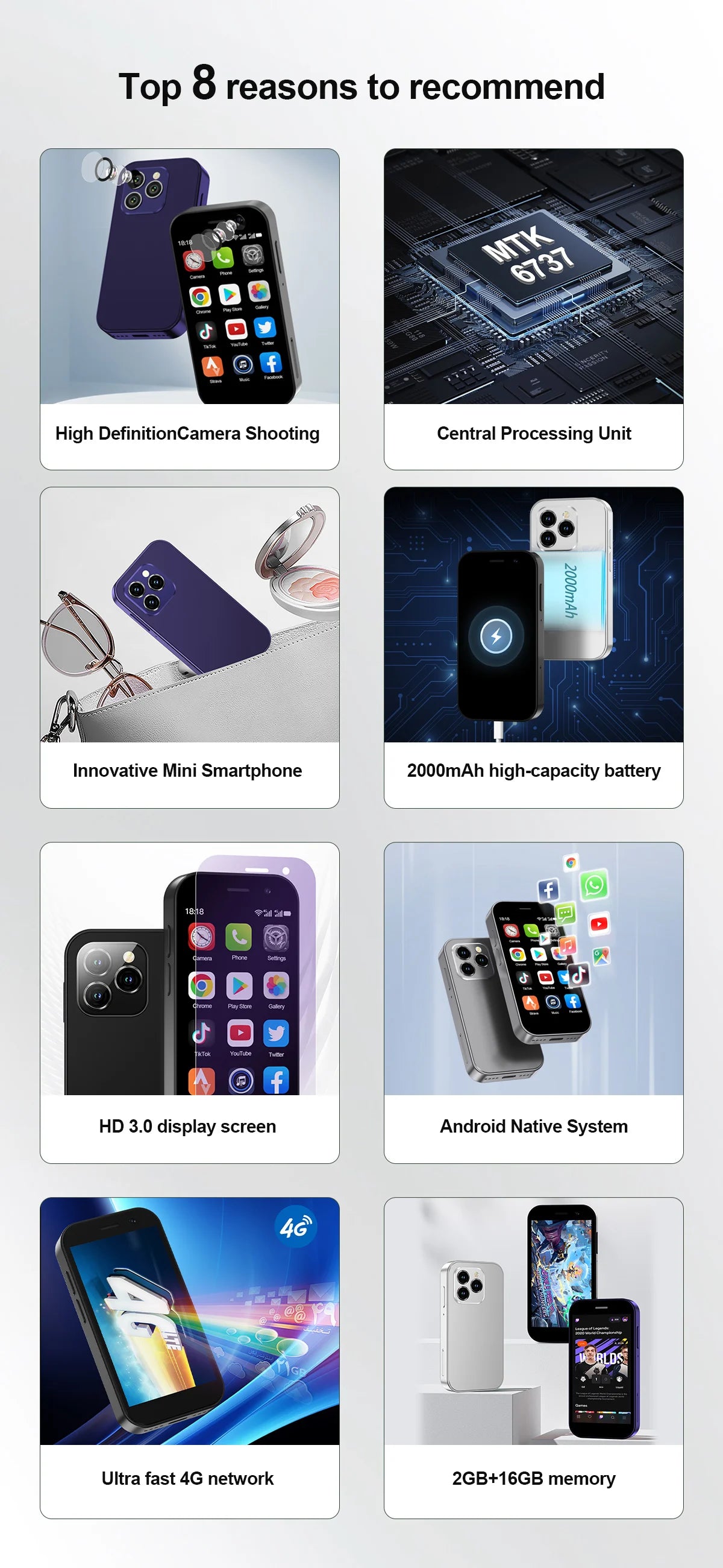 SERVO KING8000 4G Cellular Network Mini Smartphone