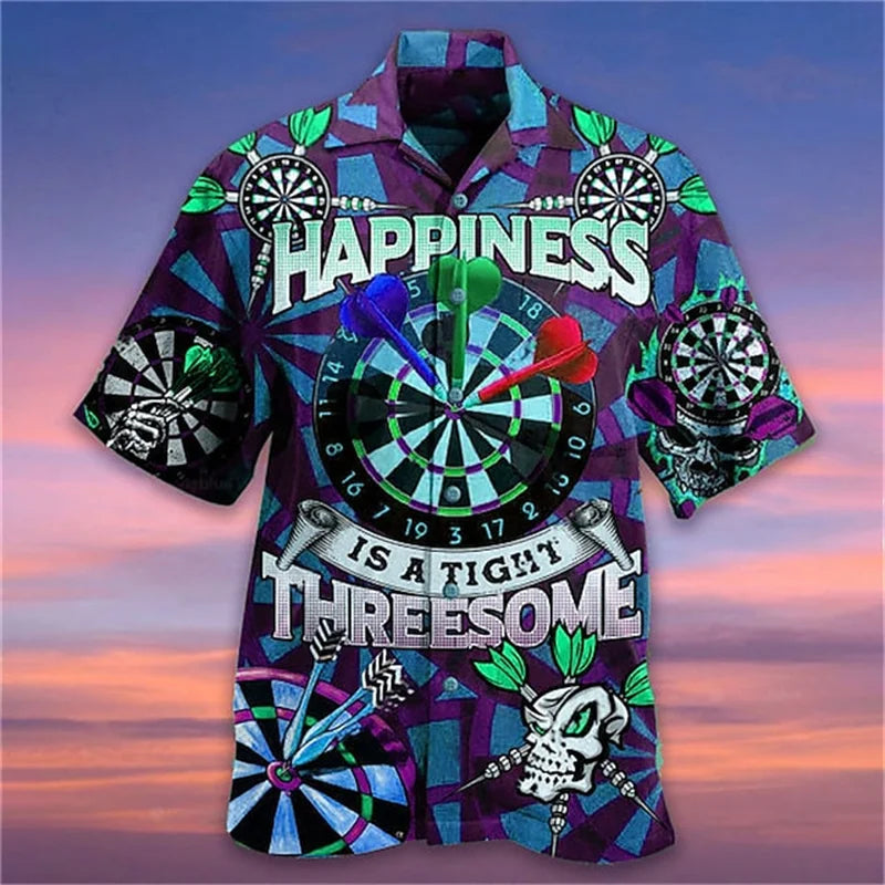 Men's Darts Printed Short Sleeved Shirt