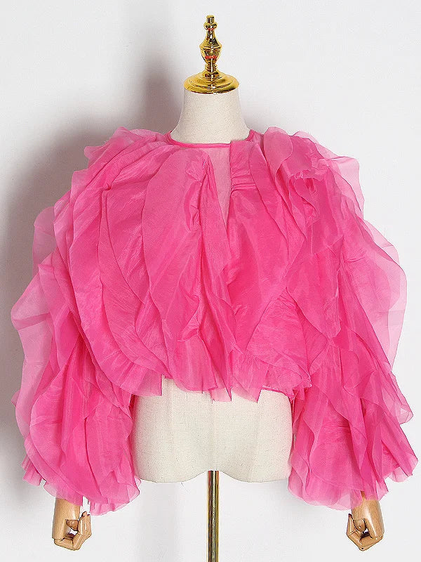 TWOTWINSTYLE Vintage Patchwork Ruffle Shirt