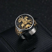 Gold-Plated Saint George Dragon Slaying Knight  Ring