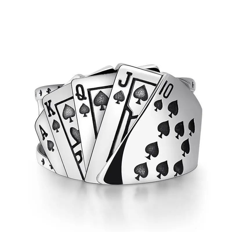 Playing Card Stainless Steel Lucky Poker Ring